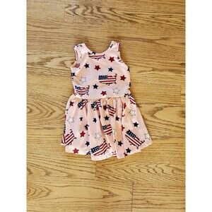 Dot Dot Smile Patriotic Stars and Stripes Sleeveless Tank Dress GUC 12-24M